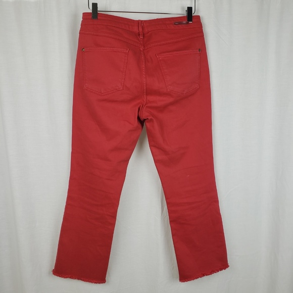 Pilcro Letterpress Script Red Raw Hem Crop Jeans - Picture 6 of 8